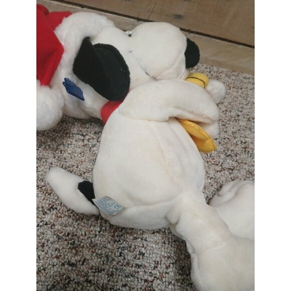 Applause Vintage Plush Peanuts Holiday Snoopy Hugging Woodstock Santa Hat 18” - Picture 9 of 9